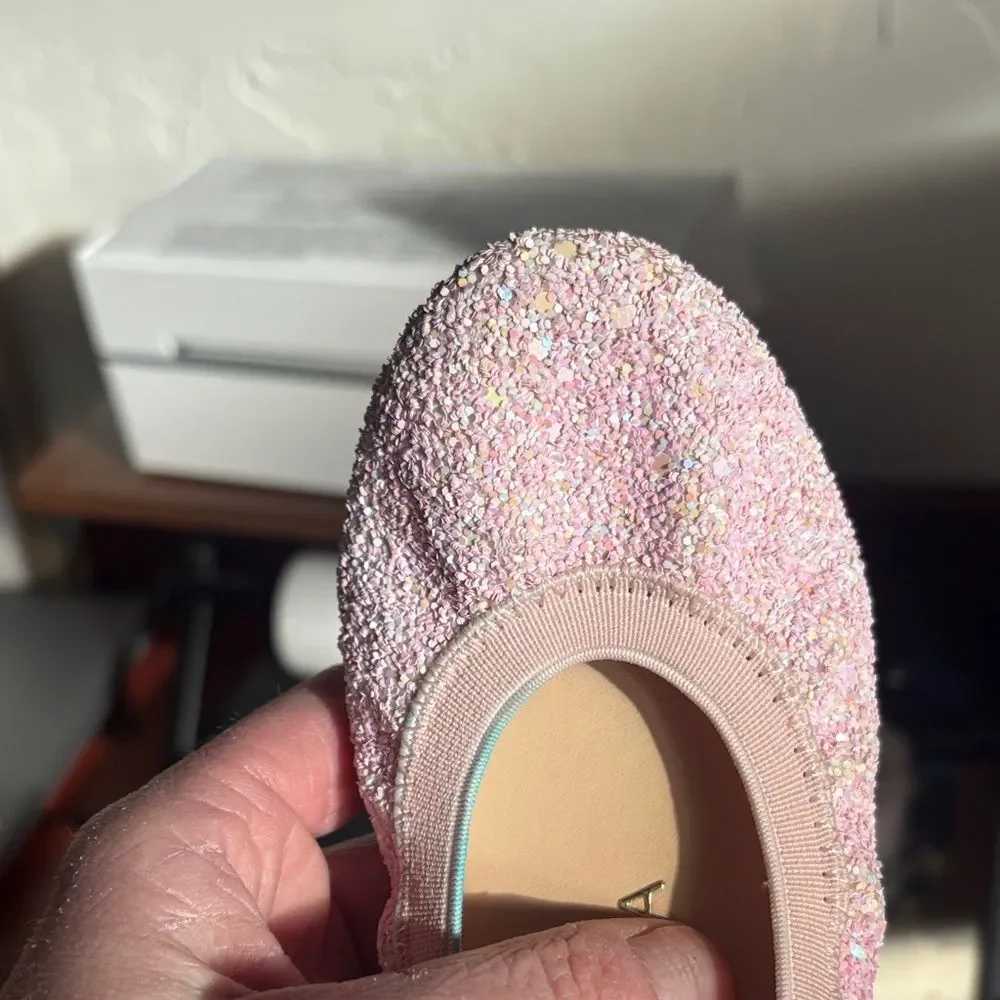Yosi Samra Kids Pink Glitter Slip On Dress Shoes Size 11 See Blue Dye Marks